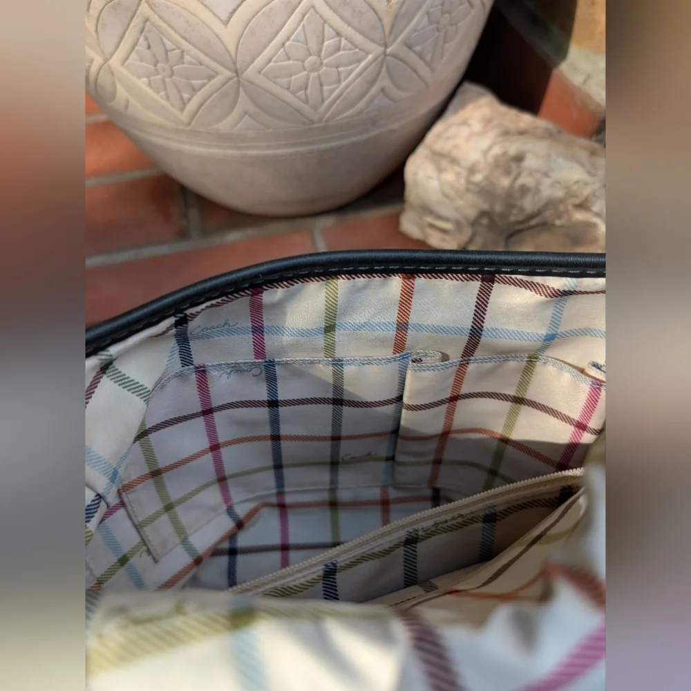 Vintage Coach Bleeker Large Flap Tattersall Satchel Bag Purse Bottle Green 11419 - Picture 13 of 16